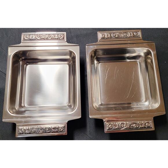 Int. Decorator 18-8 Stainless Steel Vegetable Dishes Set Of 2 Mint in Box MCM - Picture 1 of 11